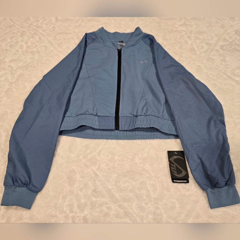 TLF Blue Mist Athletic Full Zip Cropped Jacket NWT